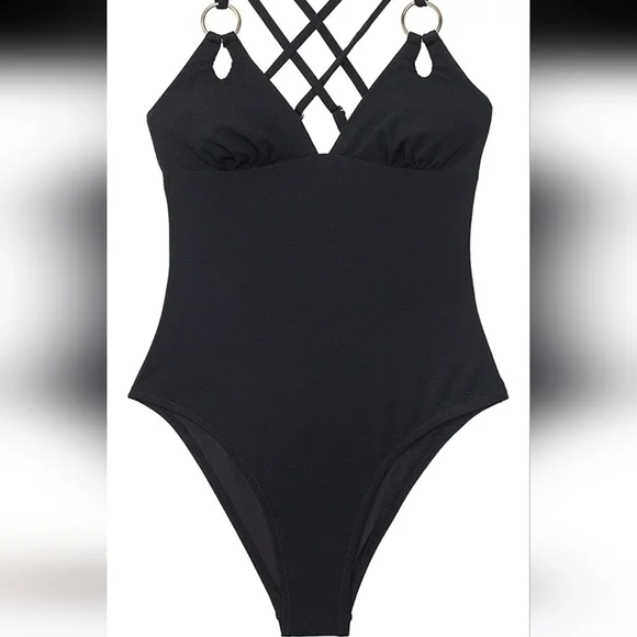 New! Classic black swimsuit Size small. Beach swim pool lake vacation minimalist - Picture 3 of 10